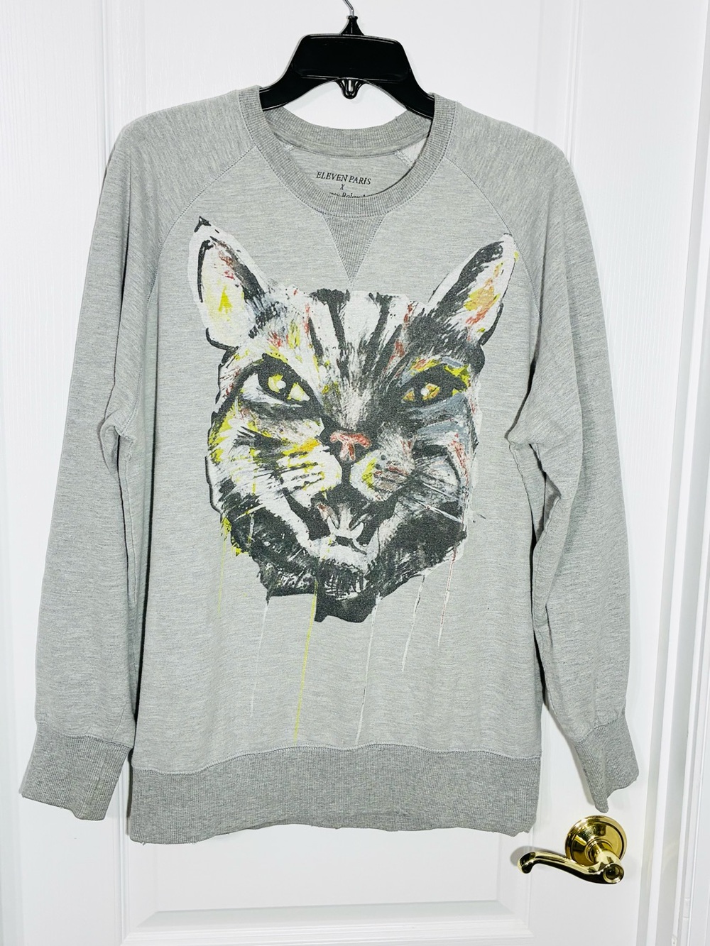 Eleven Paris x Tanguy Roland Limited Edition Cat Graphic Sweatshirt Gray Large